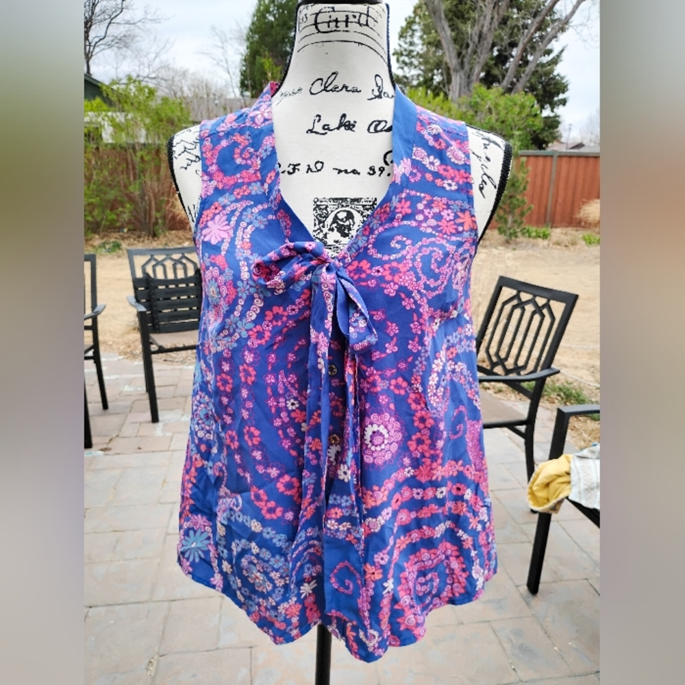 Lily Pulitzer Floral Blue and Pink Women's Top XS